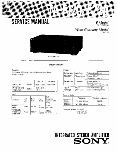 Sony TA-F120/220 Amplifier... Service Manual